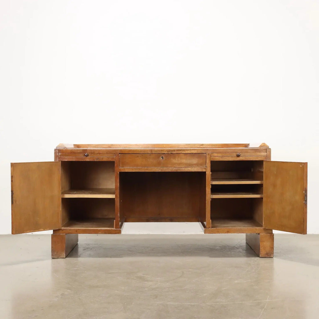 Vintage Writing Desk Walnut Veneer Wood Drawers Italy 1920s | Modernism | Tables