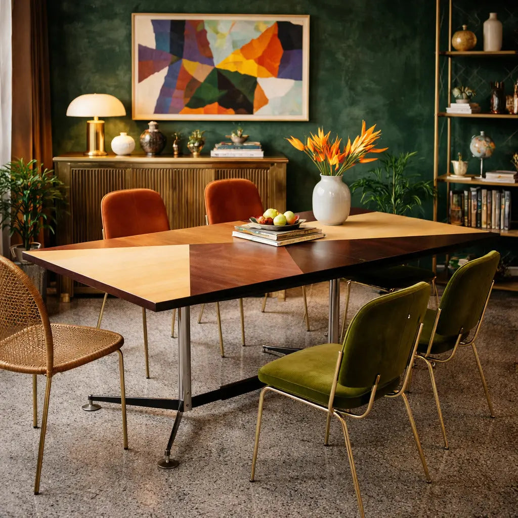 Vintage Table Prisma Collection Various Essences Italy 1960s | Modernism | Tables