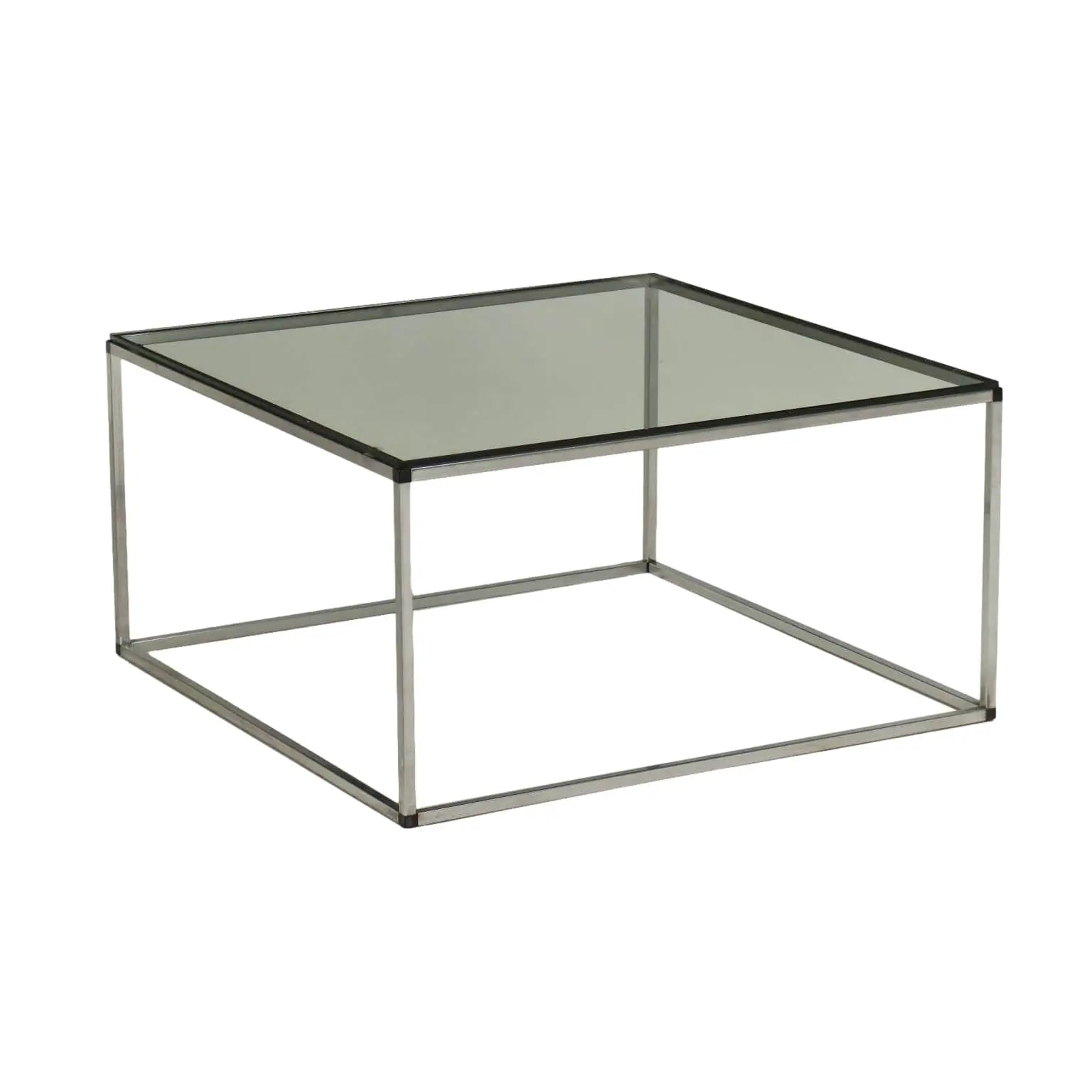 Vintage Coffee Table Chromed Metal Glass Italy 1980s - 80's | Modernism | Tables