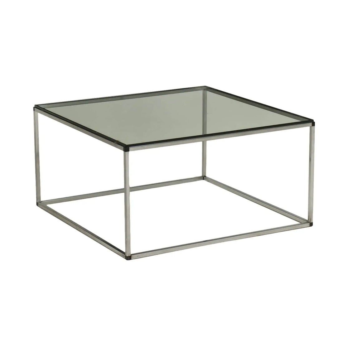 Vintage Coffee Table Chromed Metal Glass Italy 1980s - 80's | Modernism | Tables