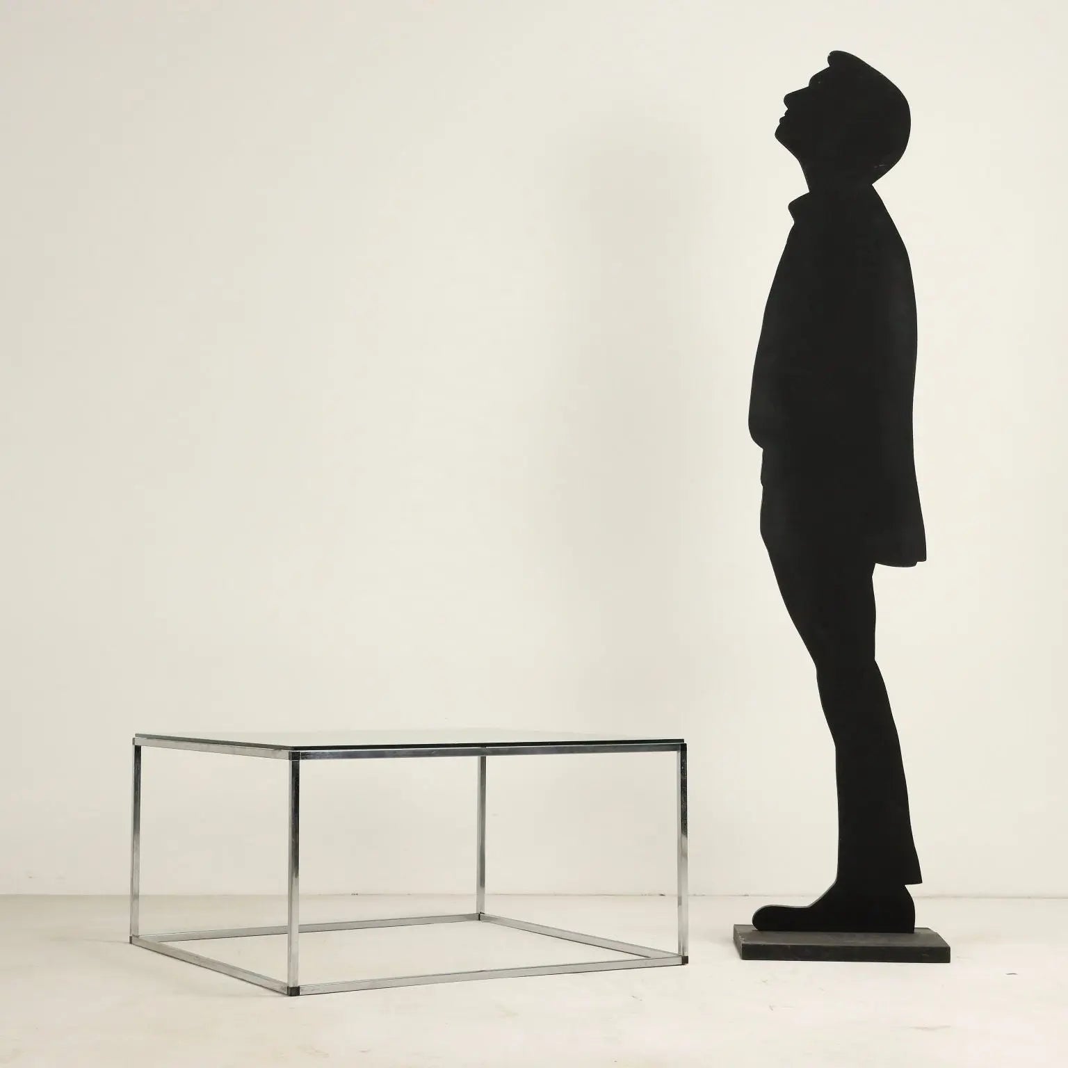 Vintage Coffee Table Chromed Metal Glass Italy 1980s - 80's | Modernism | Tables