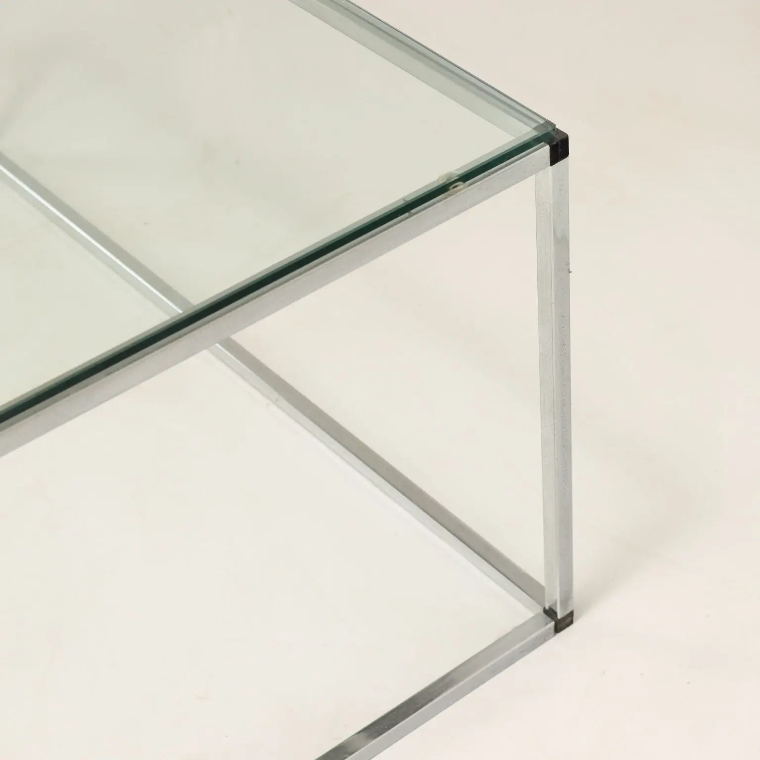 Vintage Coffee Table Chromed Metal Glass Italy 1980s - 80's | Modernism | Tables