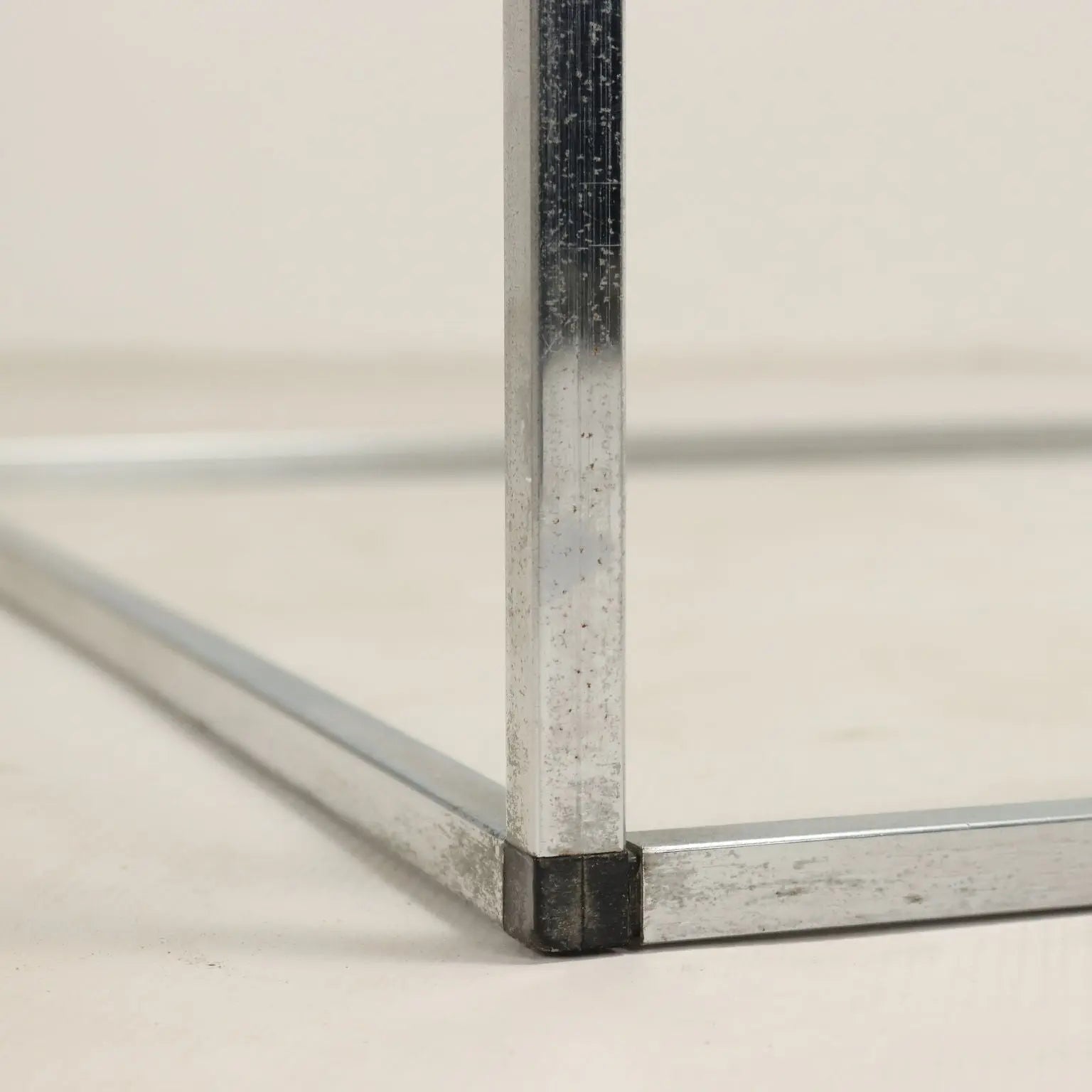 Vintage Coffee Table Chromed Metal Glass Italy 1980s - 80's | Modernism | Tables