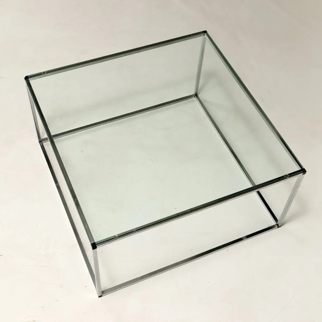 Vintage Coffee Table Chromed Metal Glass Italy 1980s - 80's | Modernism | Tables