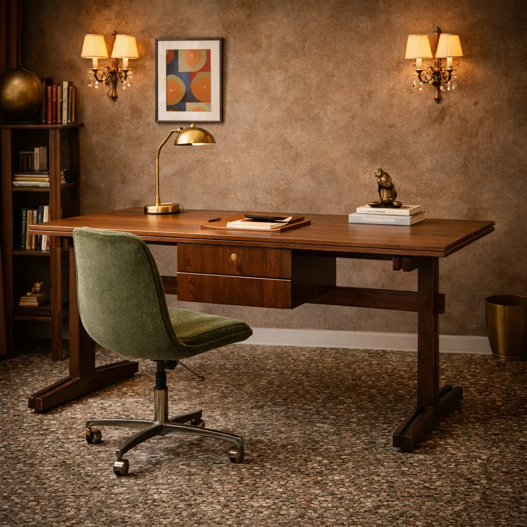 Vintage Writing Desk Exotic Wood Veneer Design Italy 1960s | Modernism | Tables