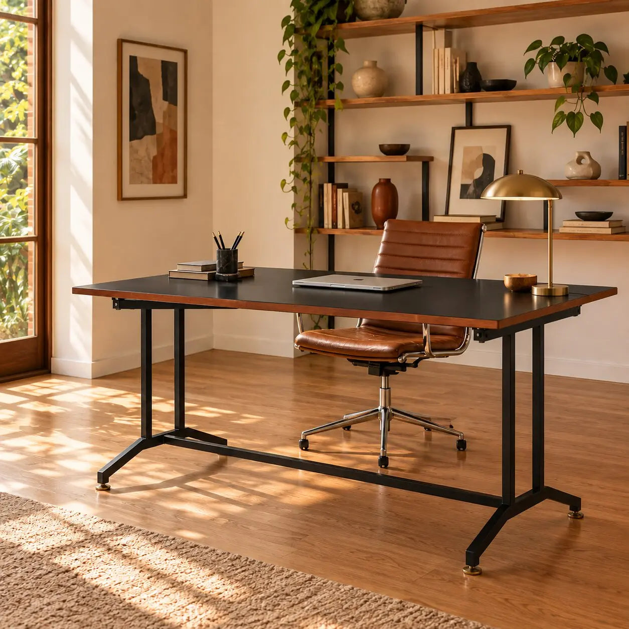 1960s Desk in Wood and Enameled Metal