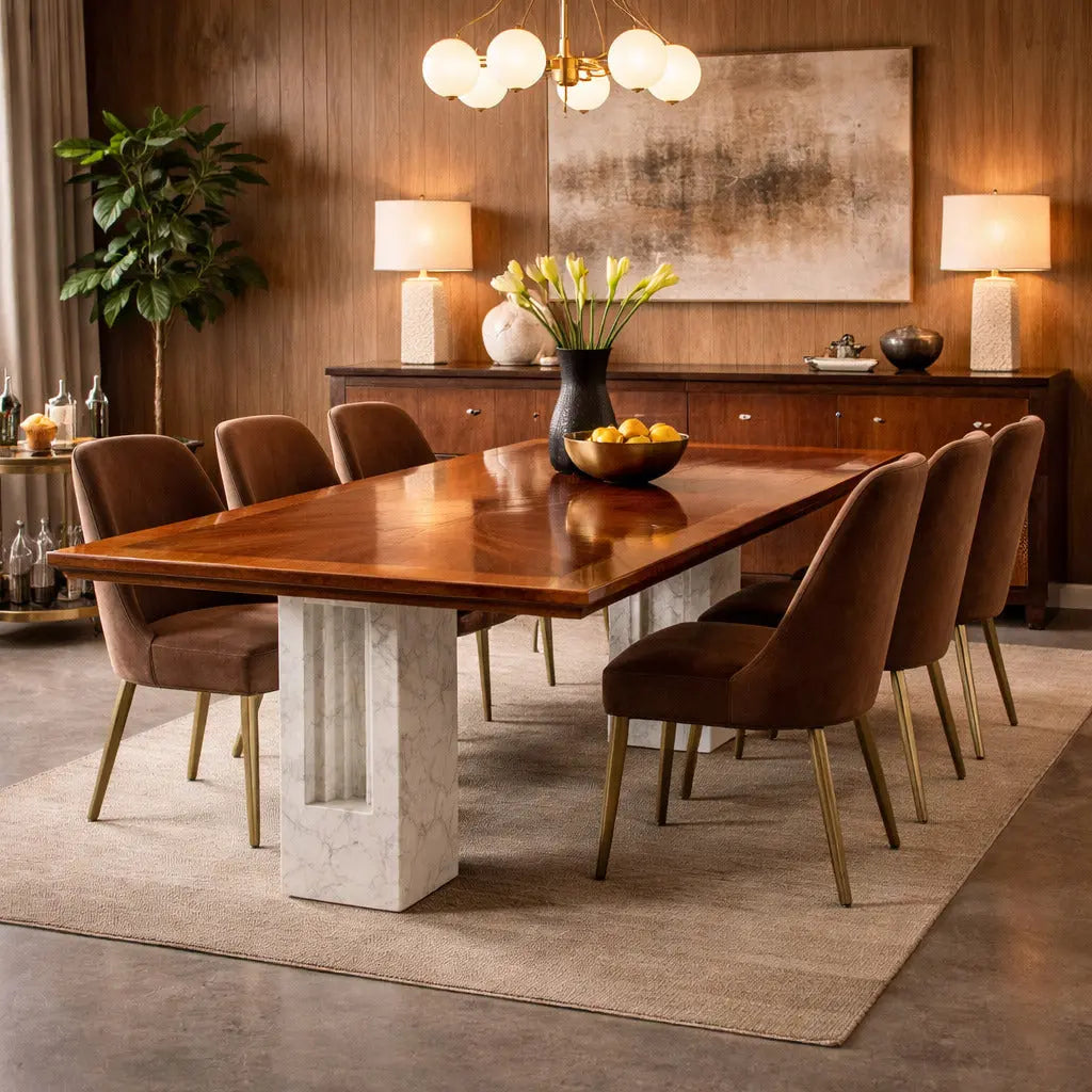 Vintage Table Design Burl Veneer Walnut Italy 1980s | Modernism | Tables