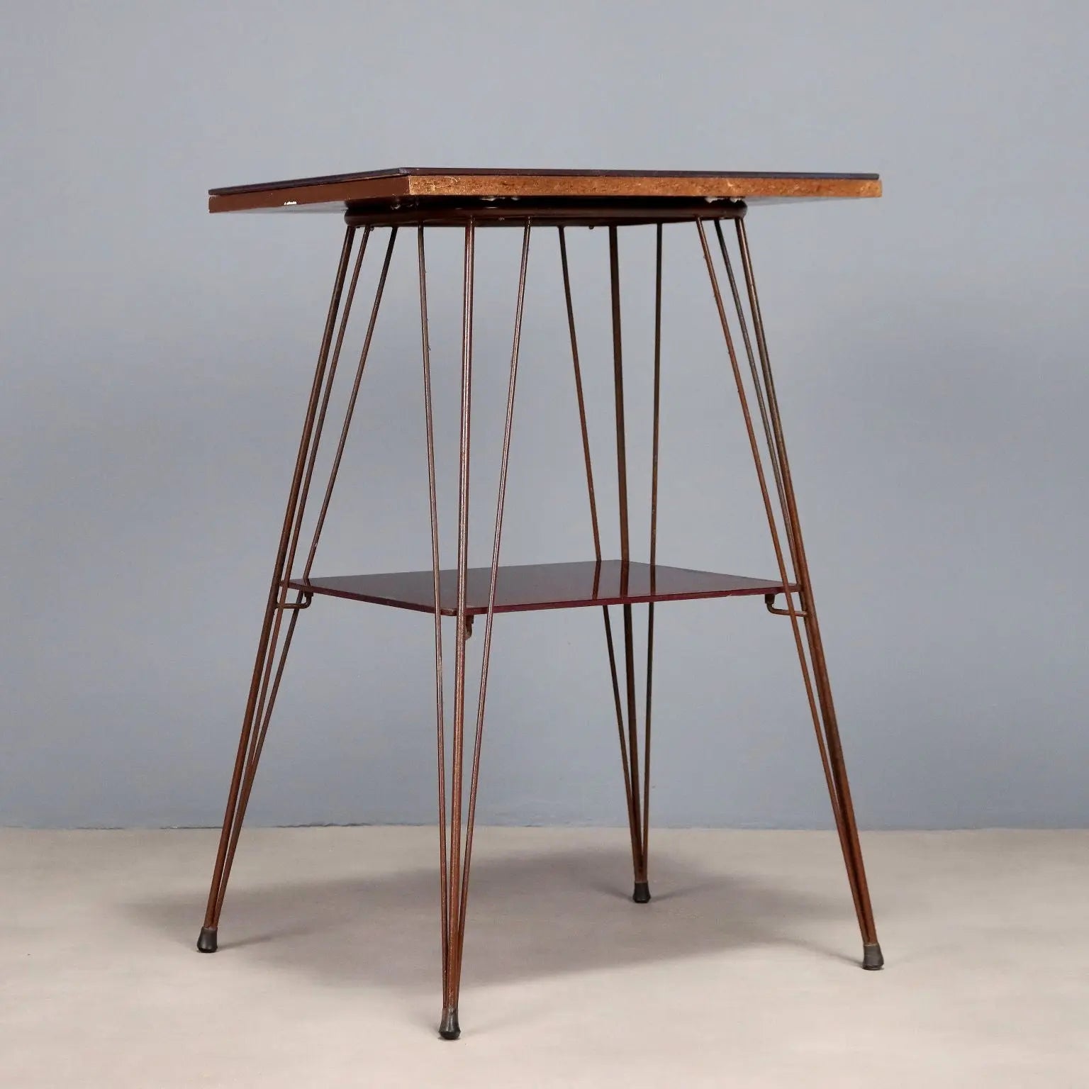 Vintage Side Table Design Metal Double Glass Top Italy 1960s | Modernism | Tables