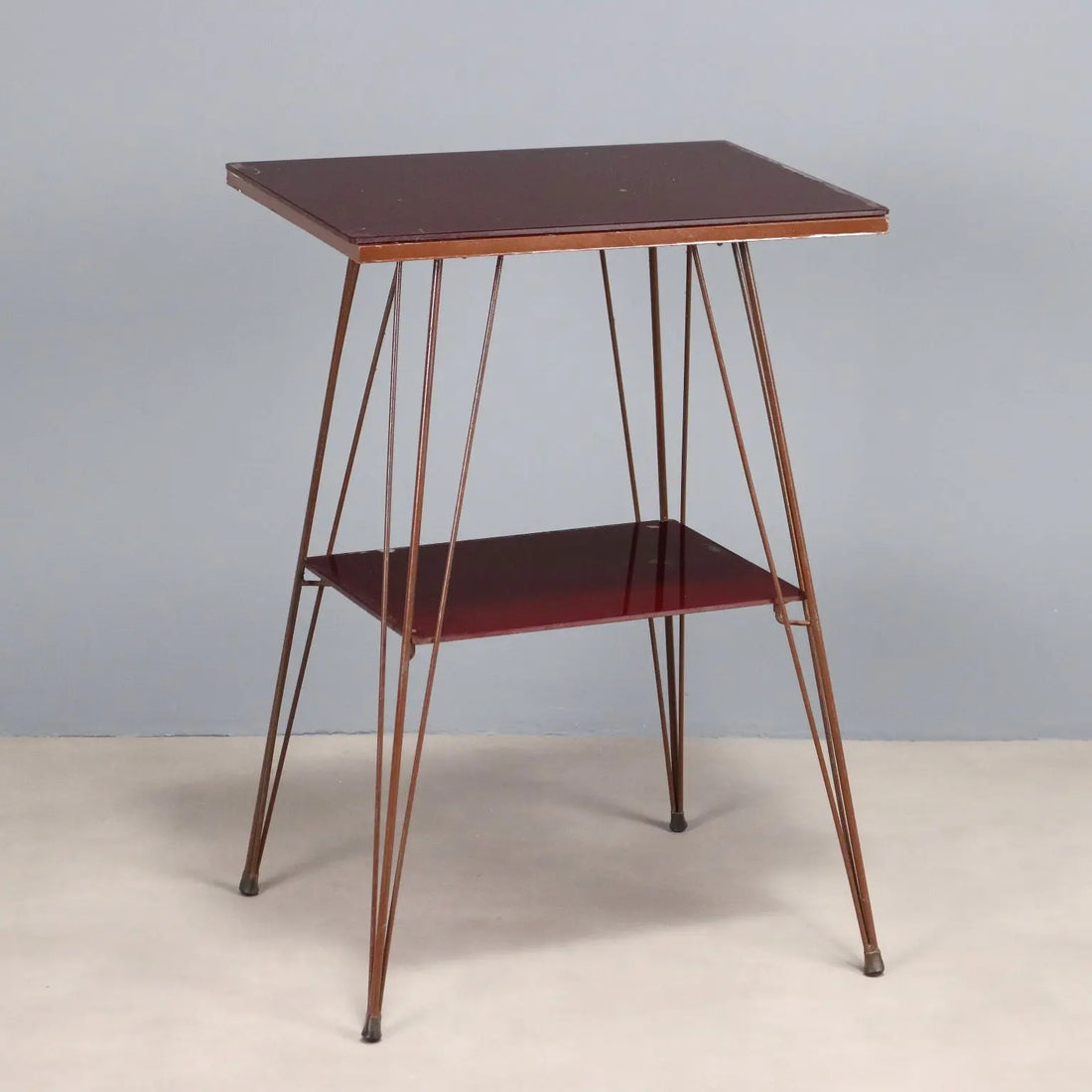 Vintage Side Table Design Metal Double Glass Top Italy 1960s | Modernism | Tables