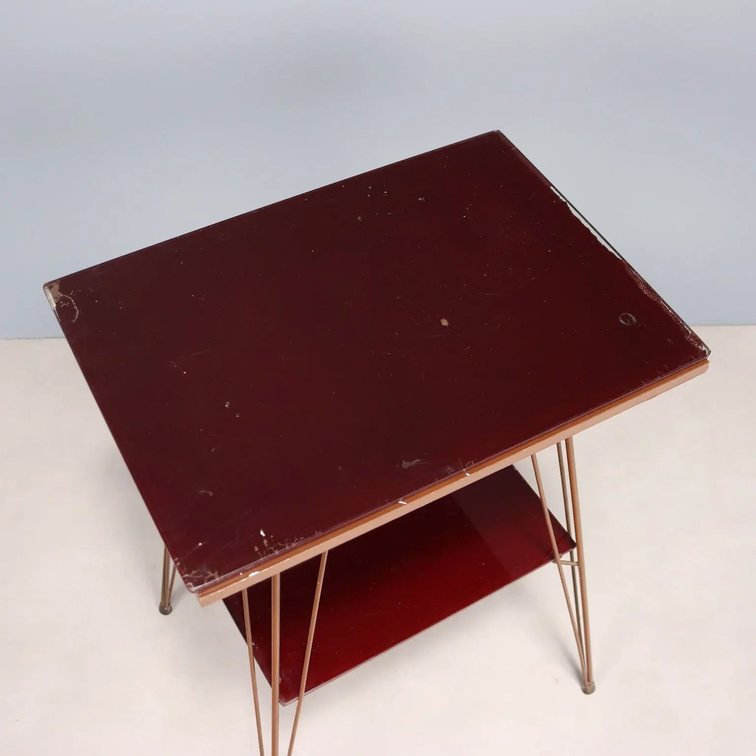 Vintage Side Table Design Metal Double Glass Top Italy 1960s | Modernism | Tables