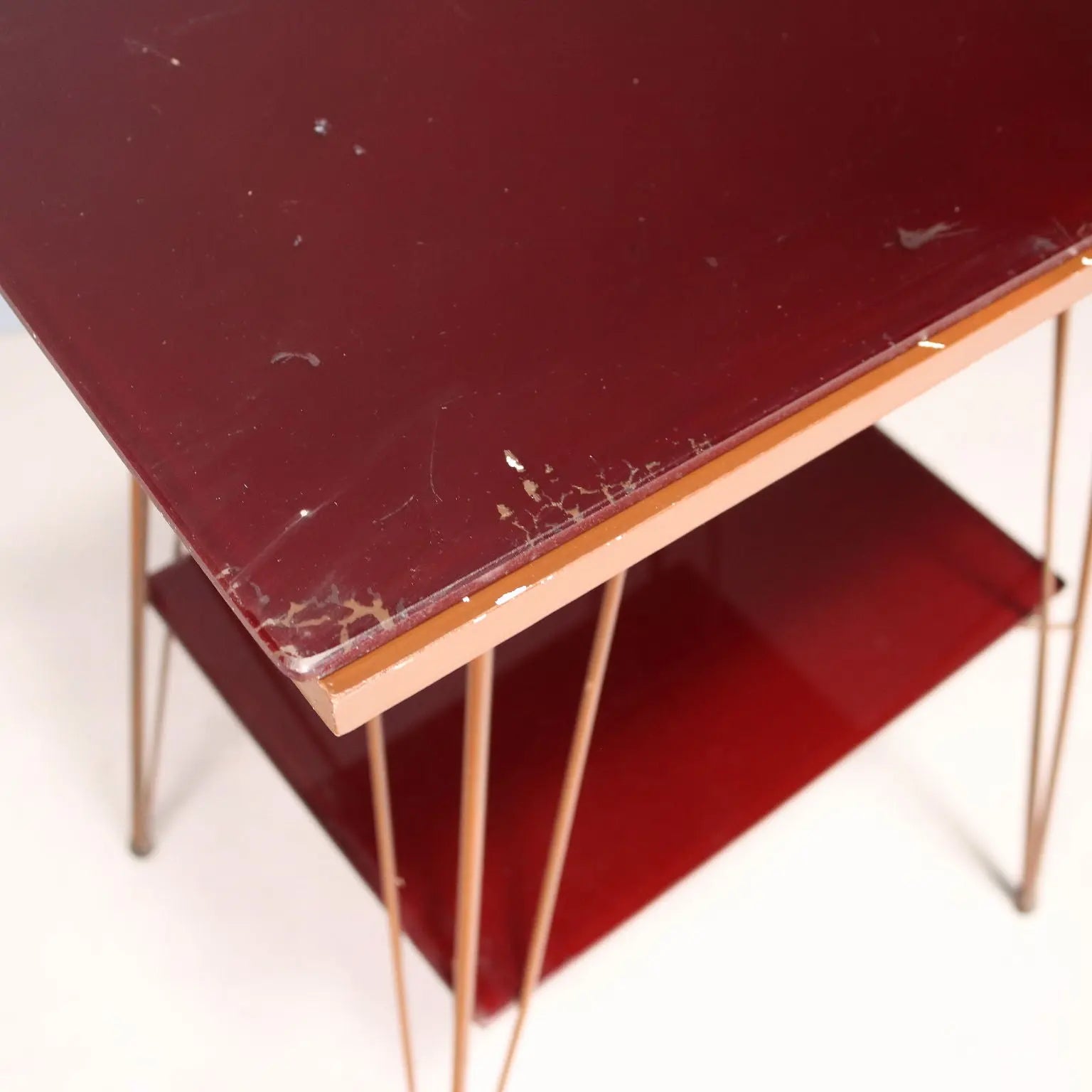 Vintage Side Table Design Metal Double Glass Top Italy 1960s | Modernism | Tables