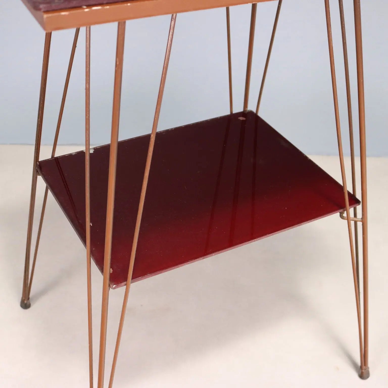 Vintage Side Table Design Metal Double Glass Top Italy 1960s | Modernism | Tables