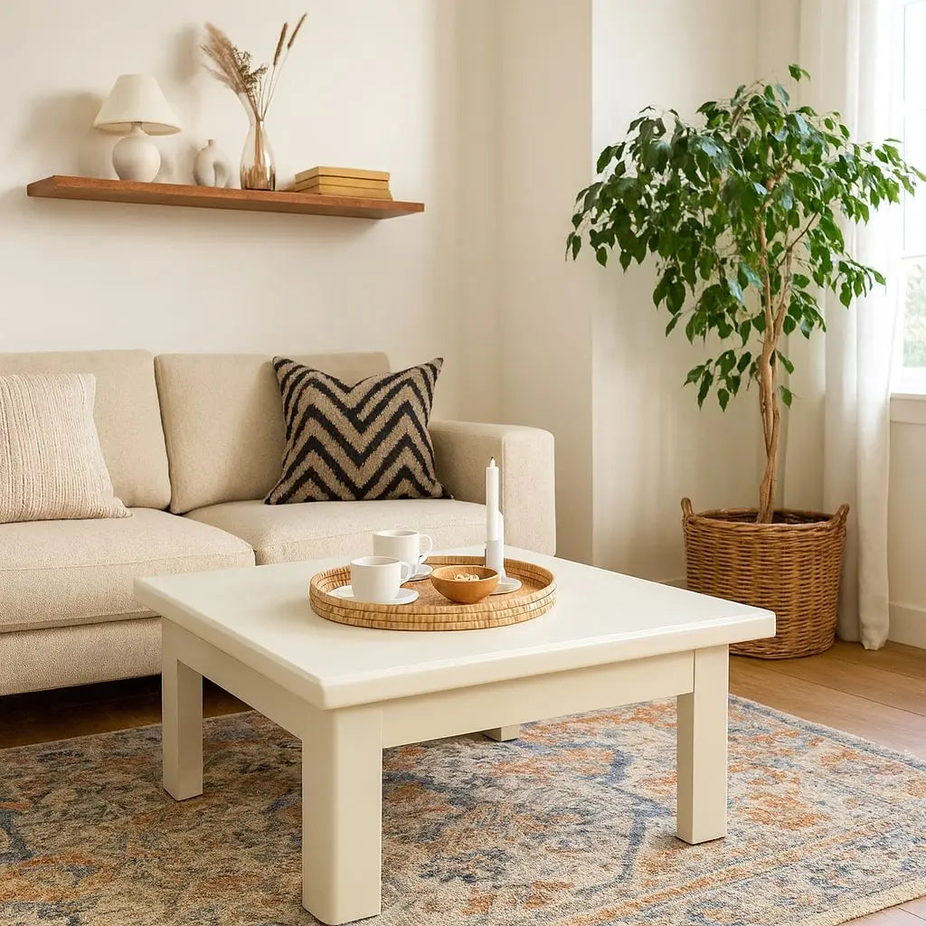 Vintage Coffee Table White Lacquered Wood Design Italy 1970s | Modernism | Tables