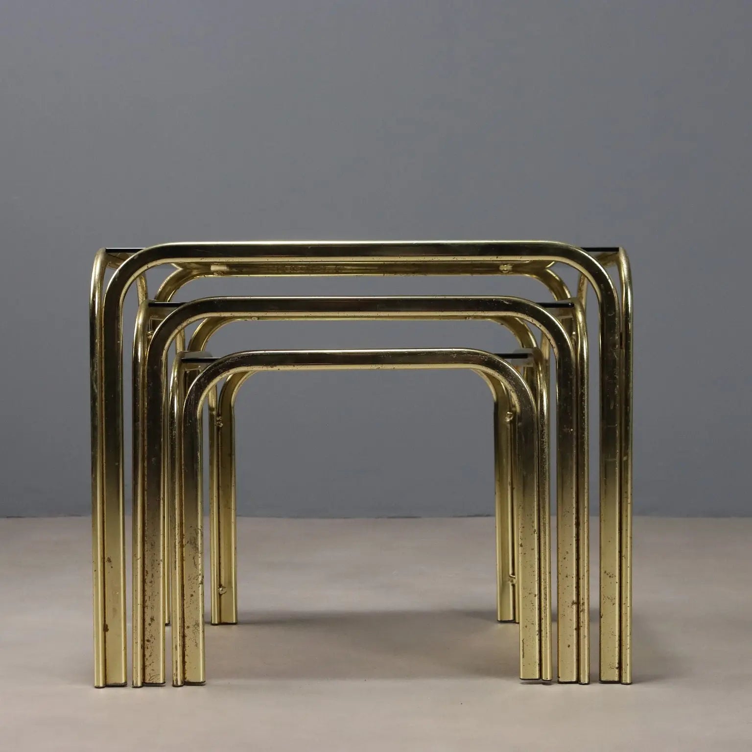 Vintage Coffee Tables Brass Glass Design Italy 1980s | Modernism | Tables