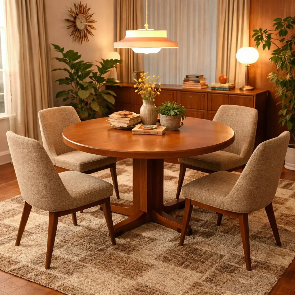 Vintage Dining Table Walnut Veneer Design Italy 1970s | Modernism | Tables