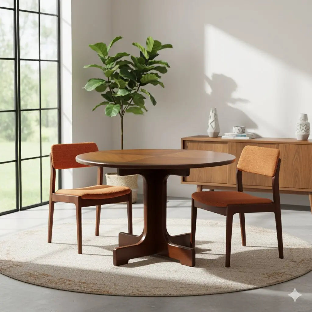 Vintage Round Table Exotic Woods Veneer Design Italy 1960s | Modernism | Tables