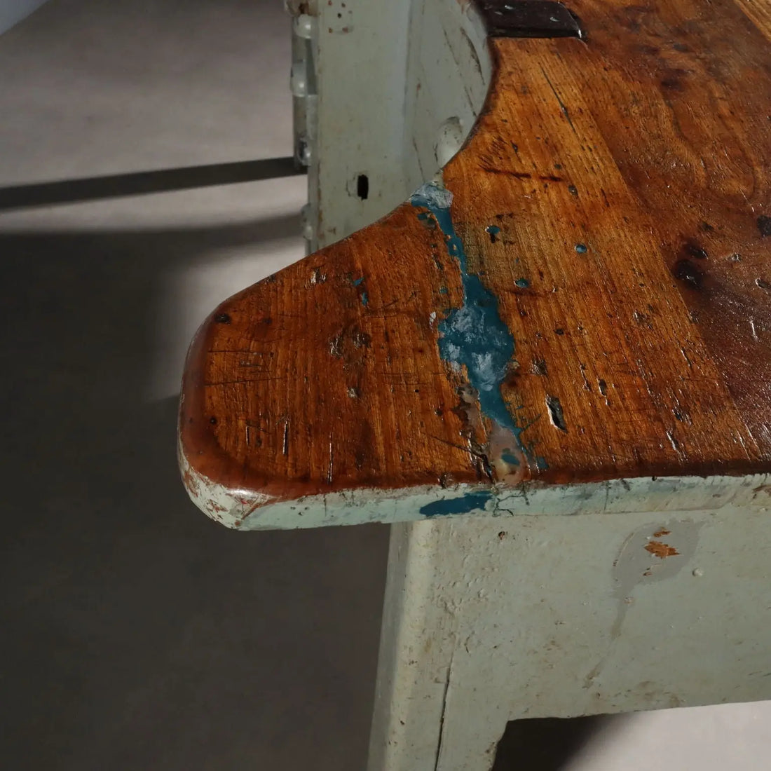 Vintage Industrial Table Fir Elm Design Italy XX Century