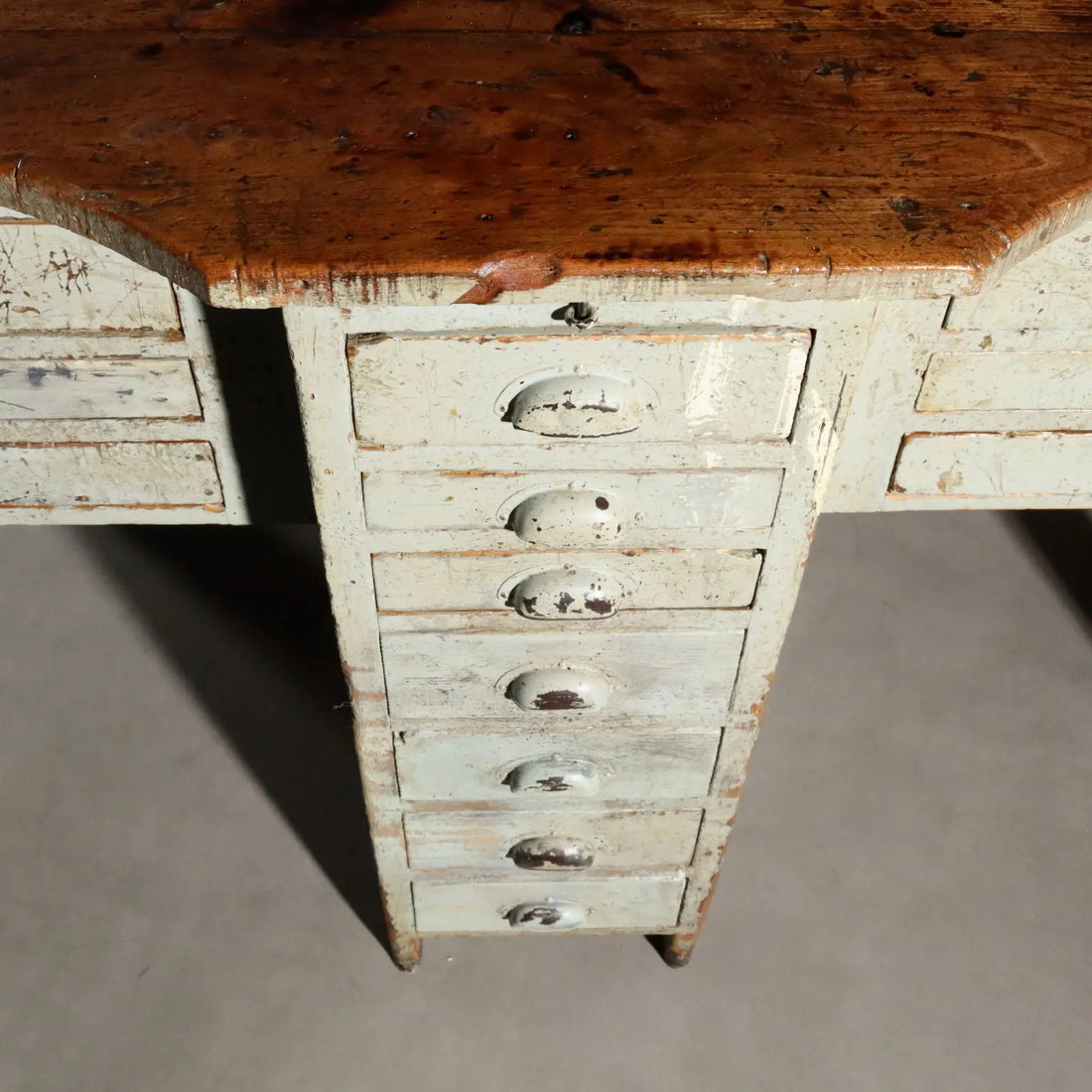 Vintage Industrial Table Fir Elm Design Italy XX Century