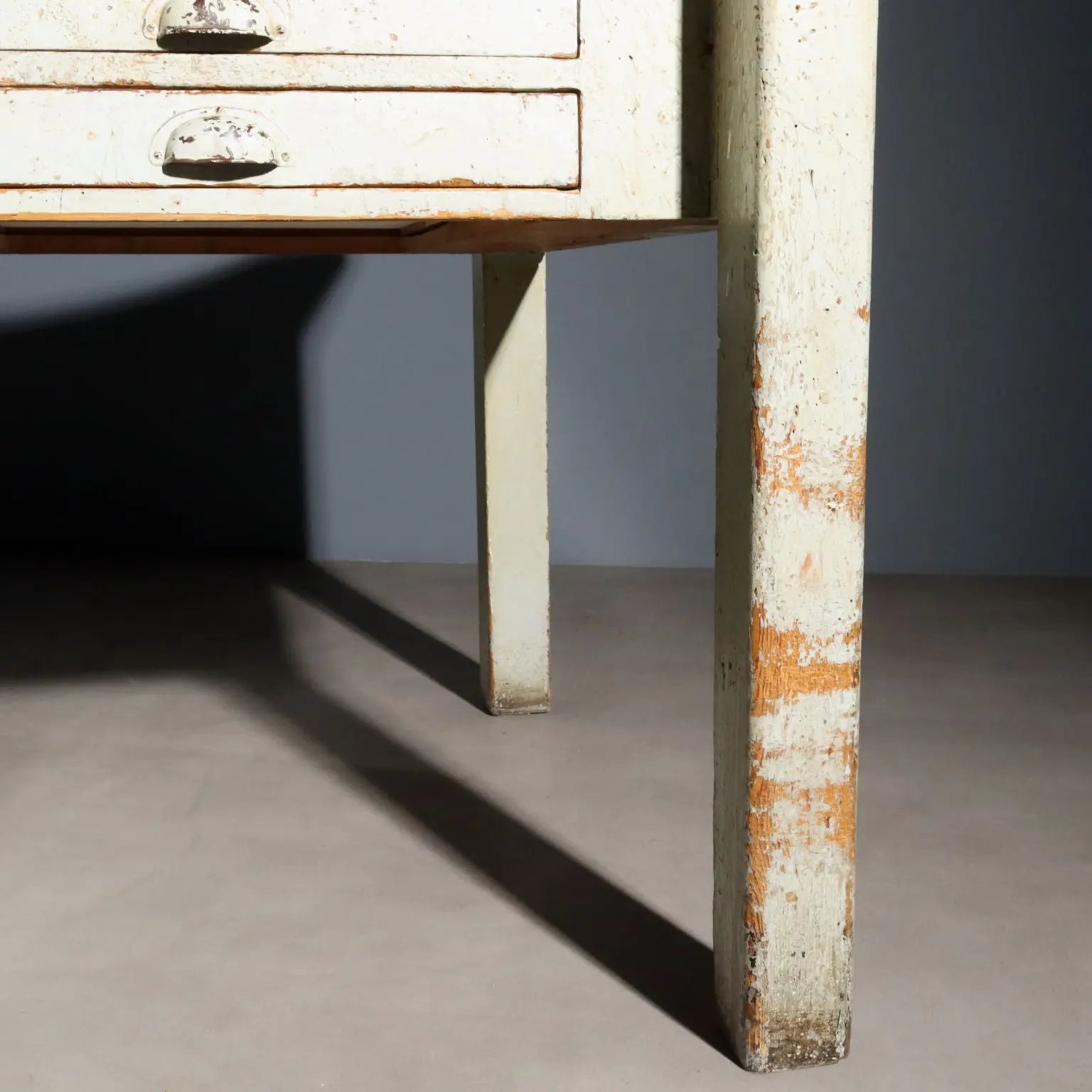Vintage Industrial Table Fir Elm Design Italy XX Century