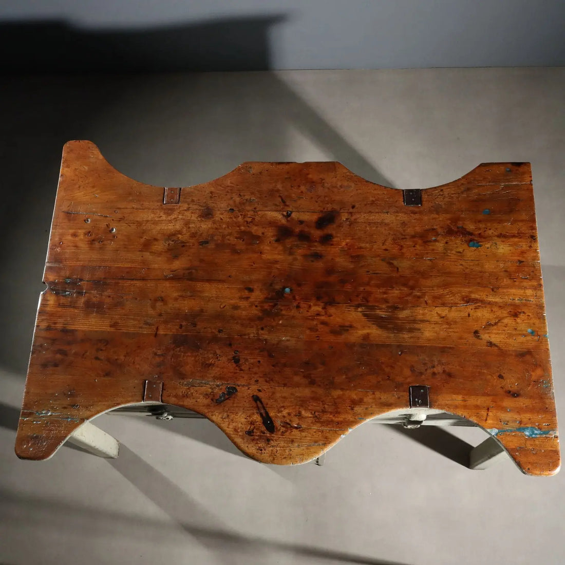 Vintage Industrial Table Fir Elm Design Italy XX Century