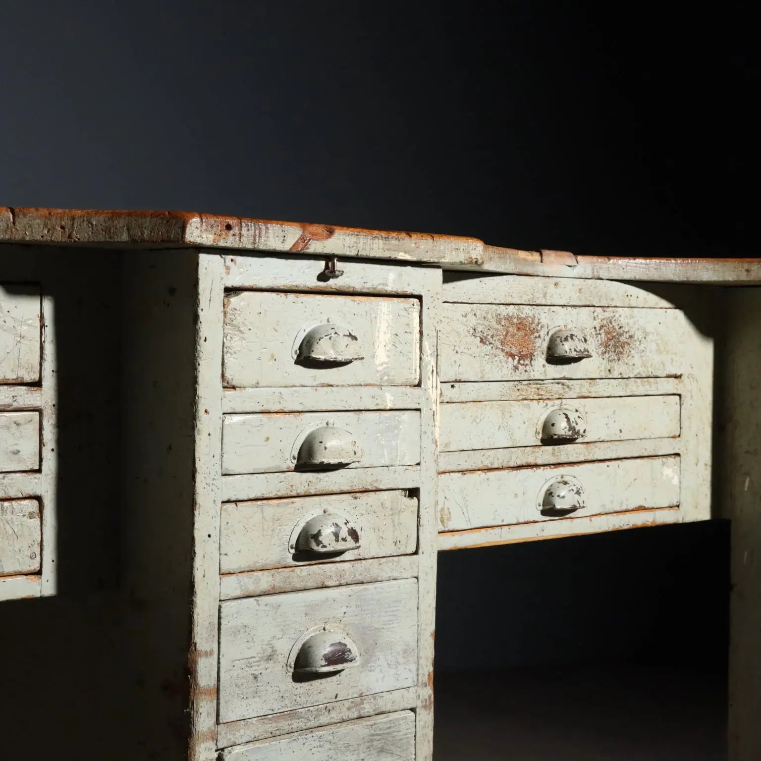 Vintage Industrial Table Fir Elm Design Italy XX Century