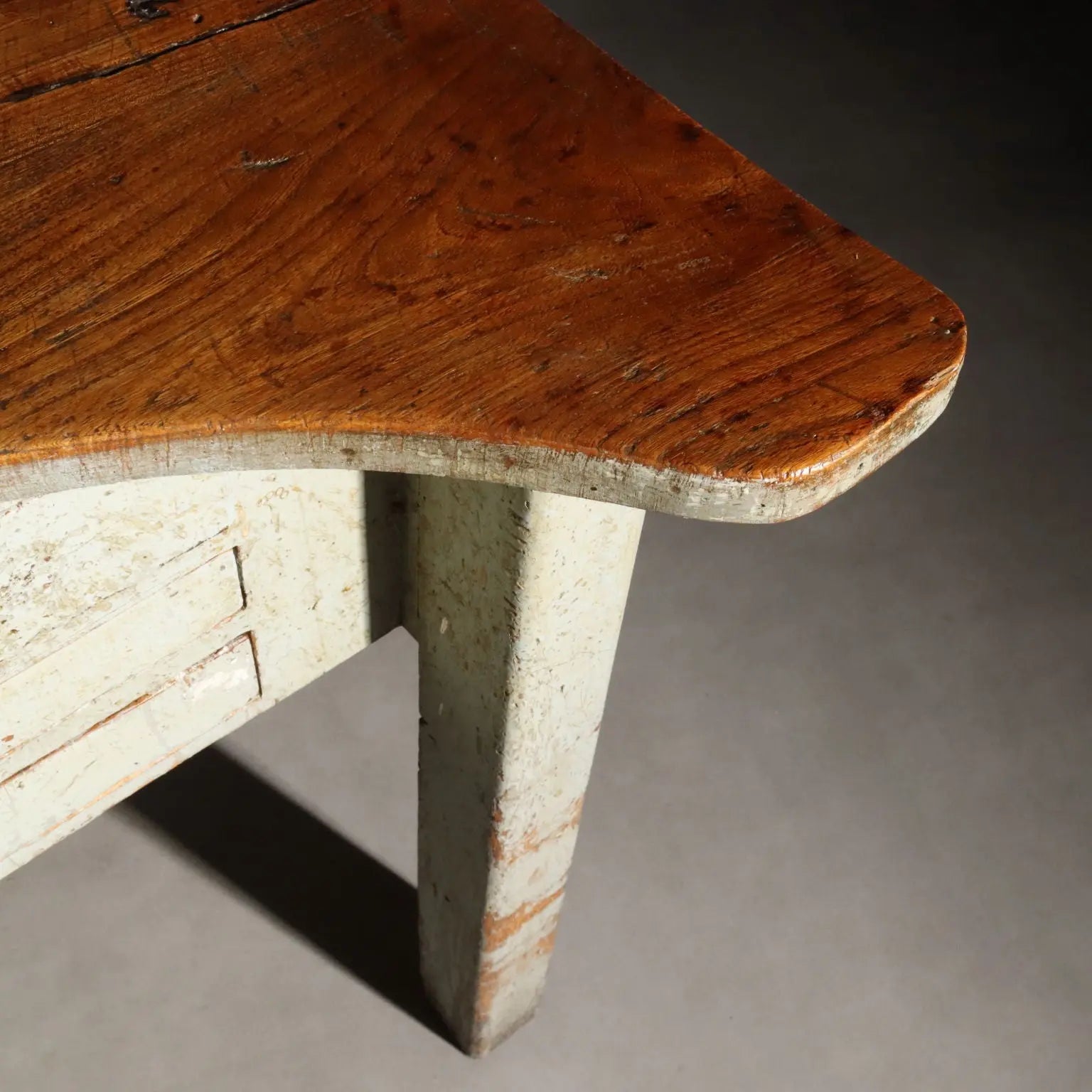 Vintage Industrial Table Fir Elm Design Italy XX Century