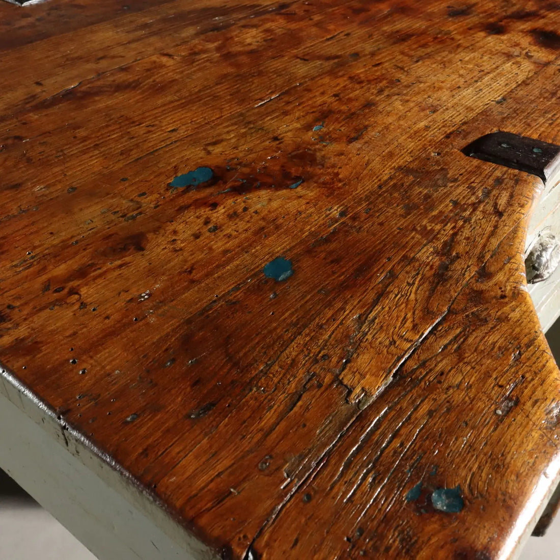 Vintage Industrial Table Fir Elm Design Italy XX Century