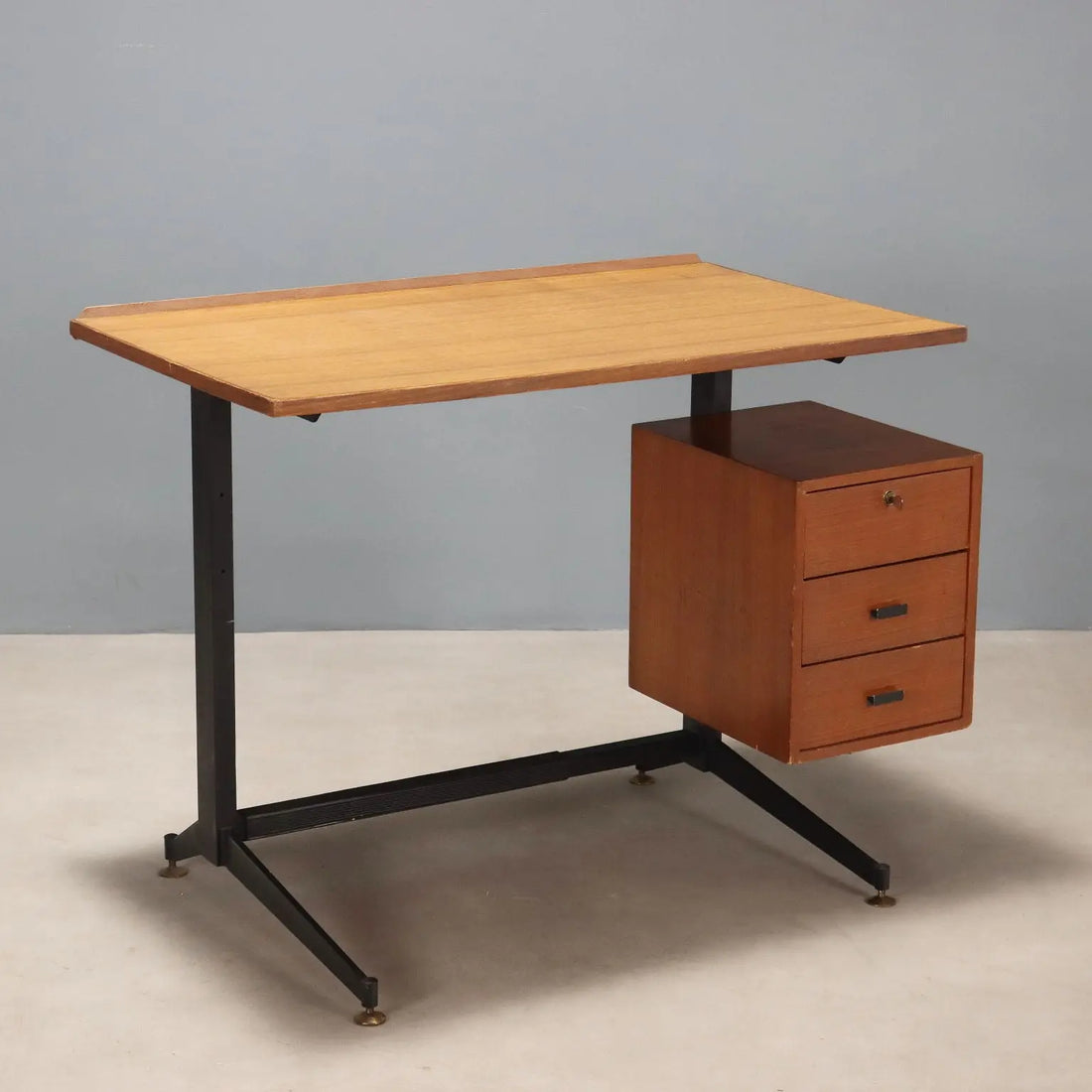 Vintage Writing Desk Laminate Teak Metal Design Italy 1960s | Modernism | Tables
