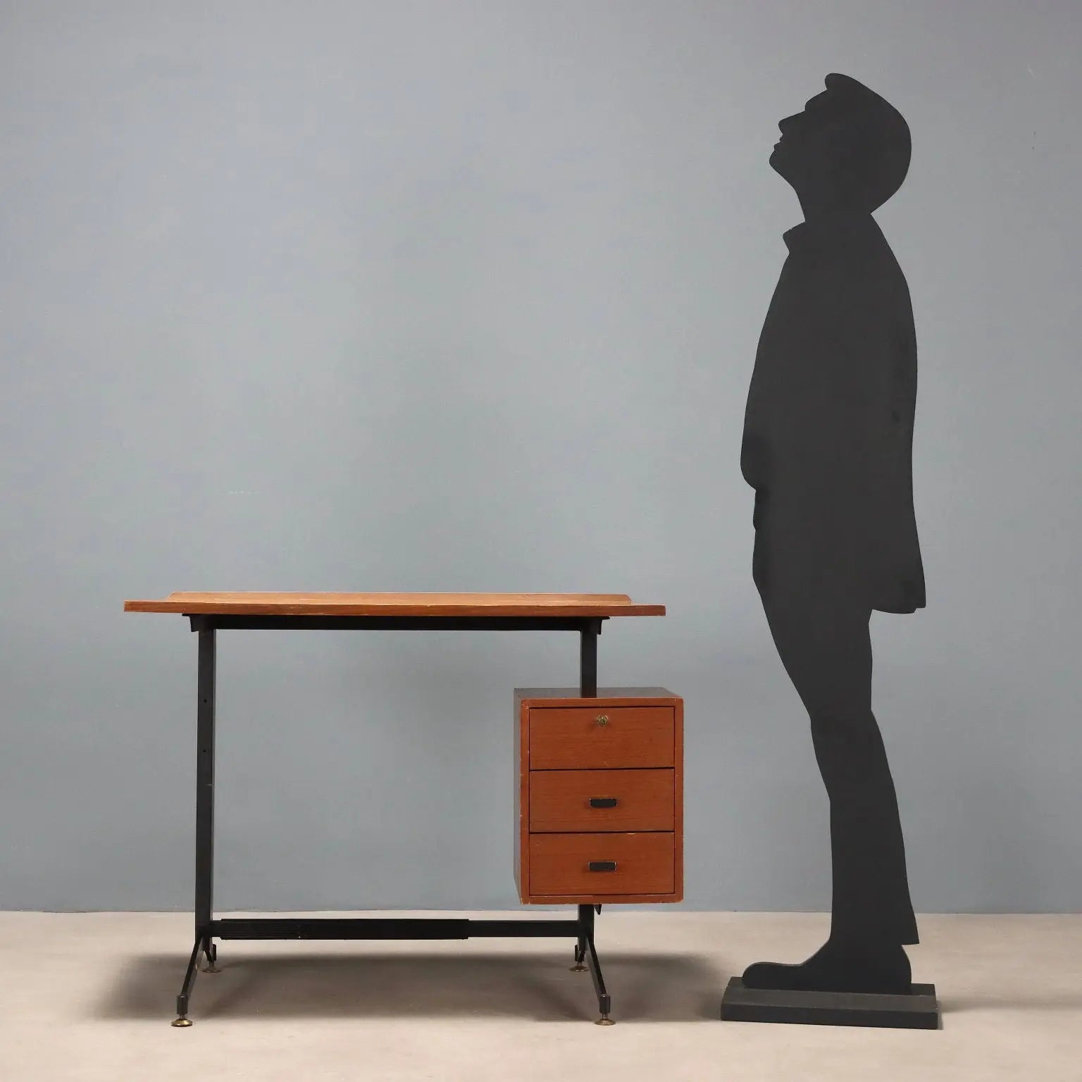 Vintage Writing Desk Laminate Teak Metal Design Italy 1960s | Modernism | Tables