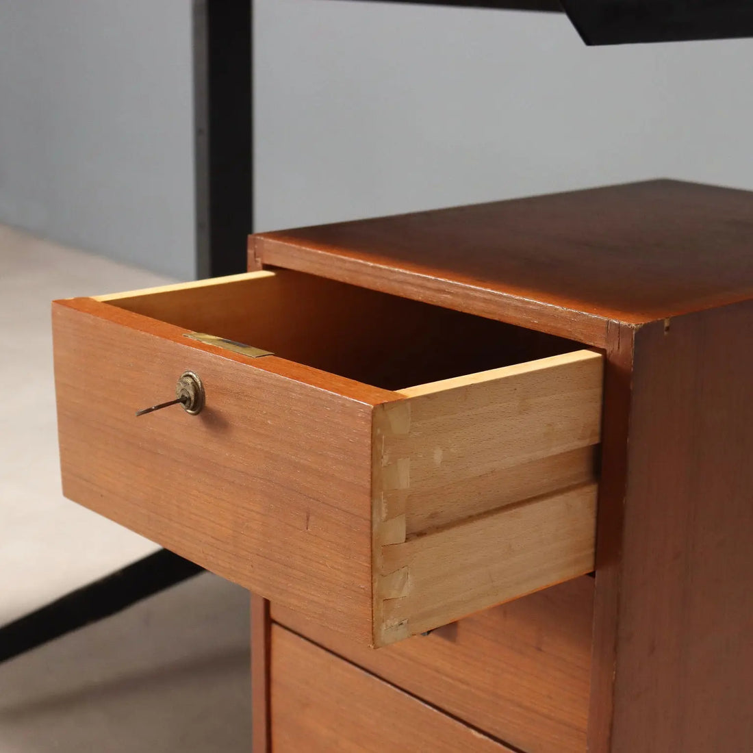 Vintage Writing Desk Laminate Teak Metal Design Italy 1960s | Modernism | Tables