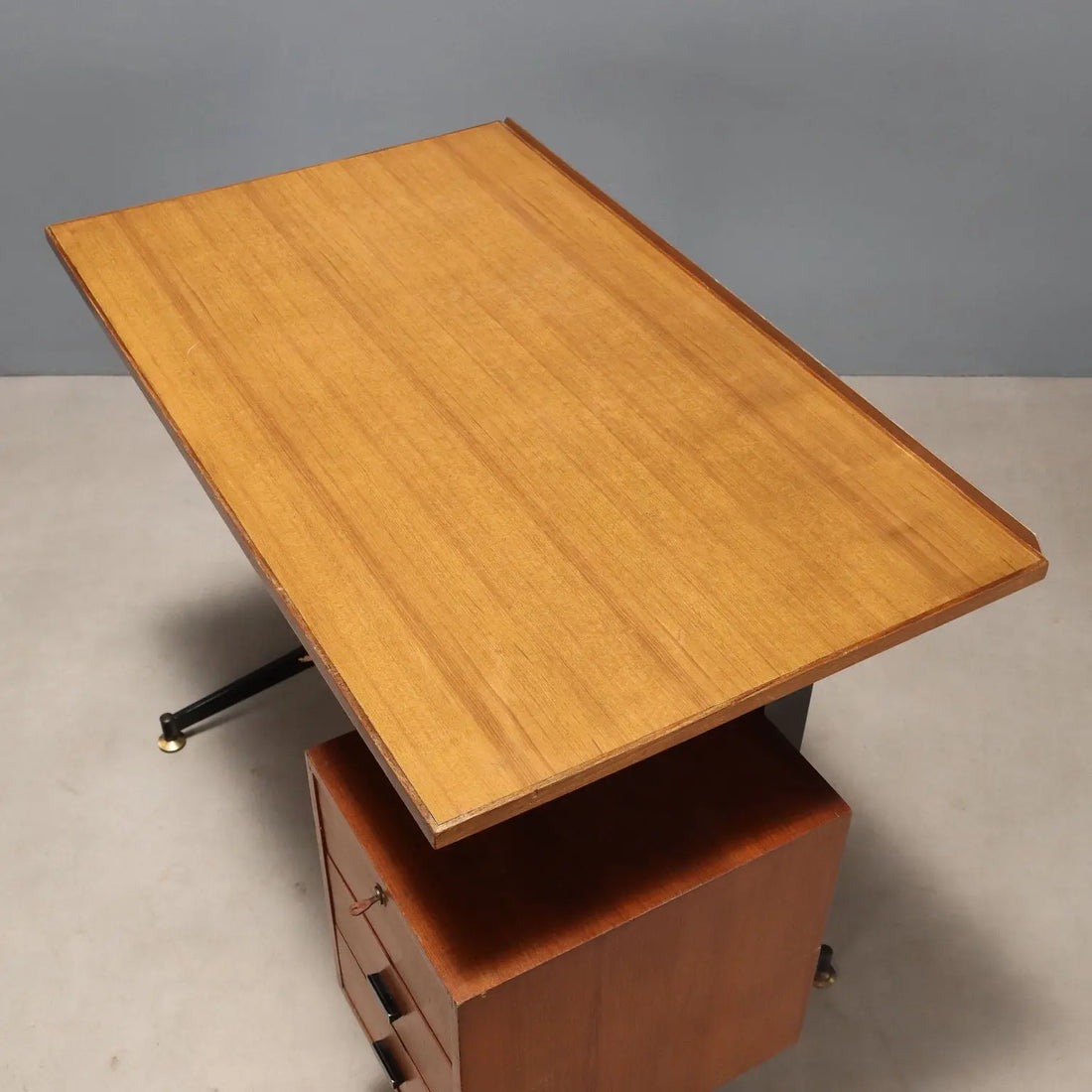 Vintage Writing Desk Laminate Teak Metal Design Italy 1960s | Modernism | Tables