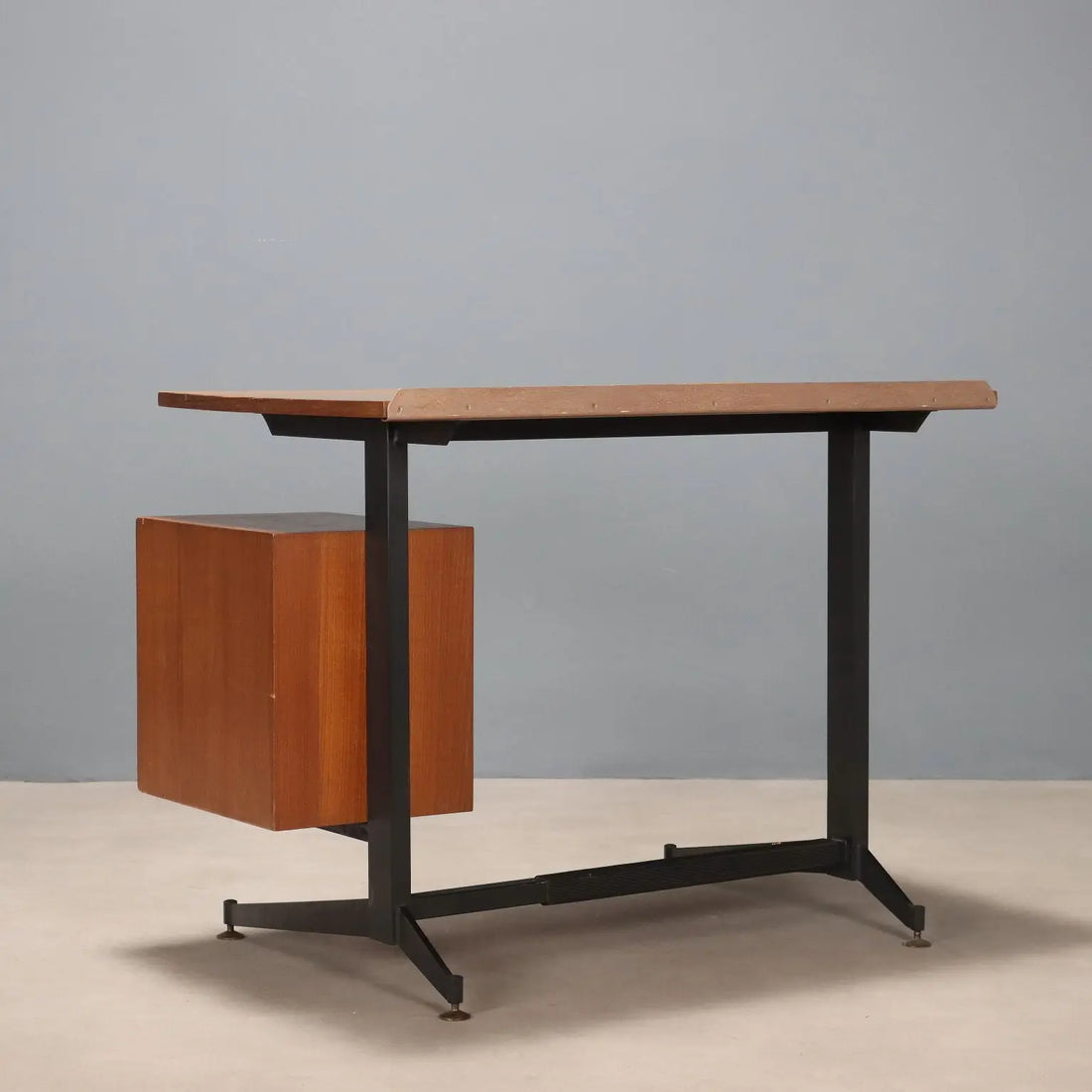 Vintage Writing Desk Laminate Teak Metal Design Italy 1960s | Modernism | Tables