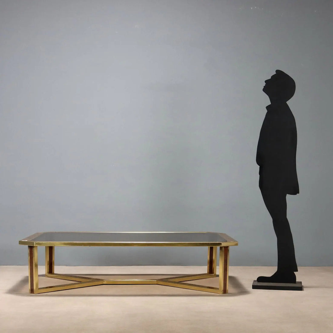 Vintage Coffee Table Brass Burl Smoked Glass Design 1970s | Modernism | Tables