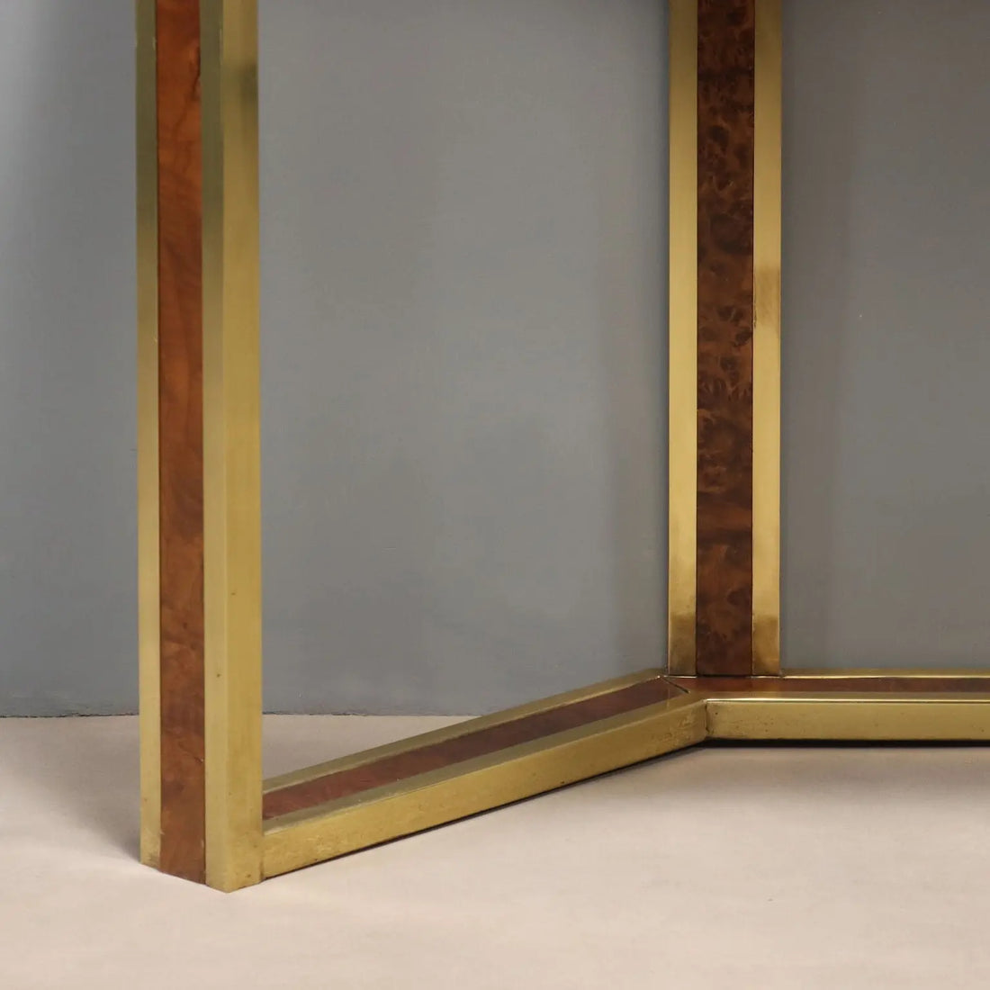 Vintage Console Burl Brass Design Italy 1970s