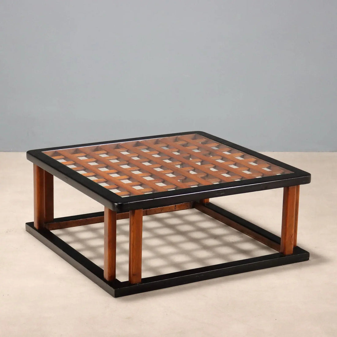 Vintage Coffee Table Painted Wood Glass Design 1940s-50s | Modernism | Tables