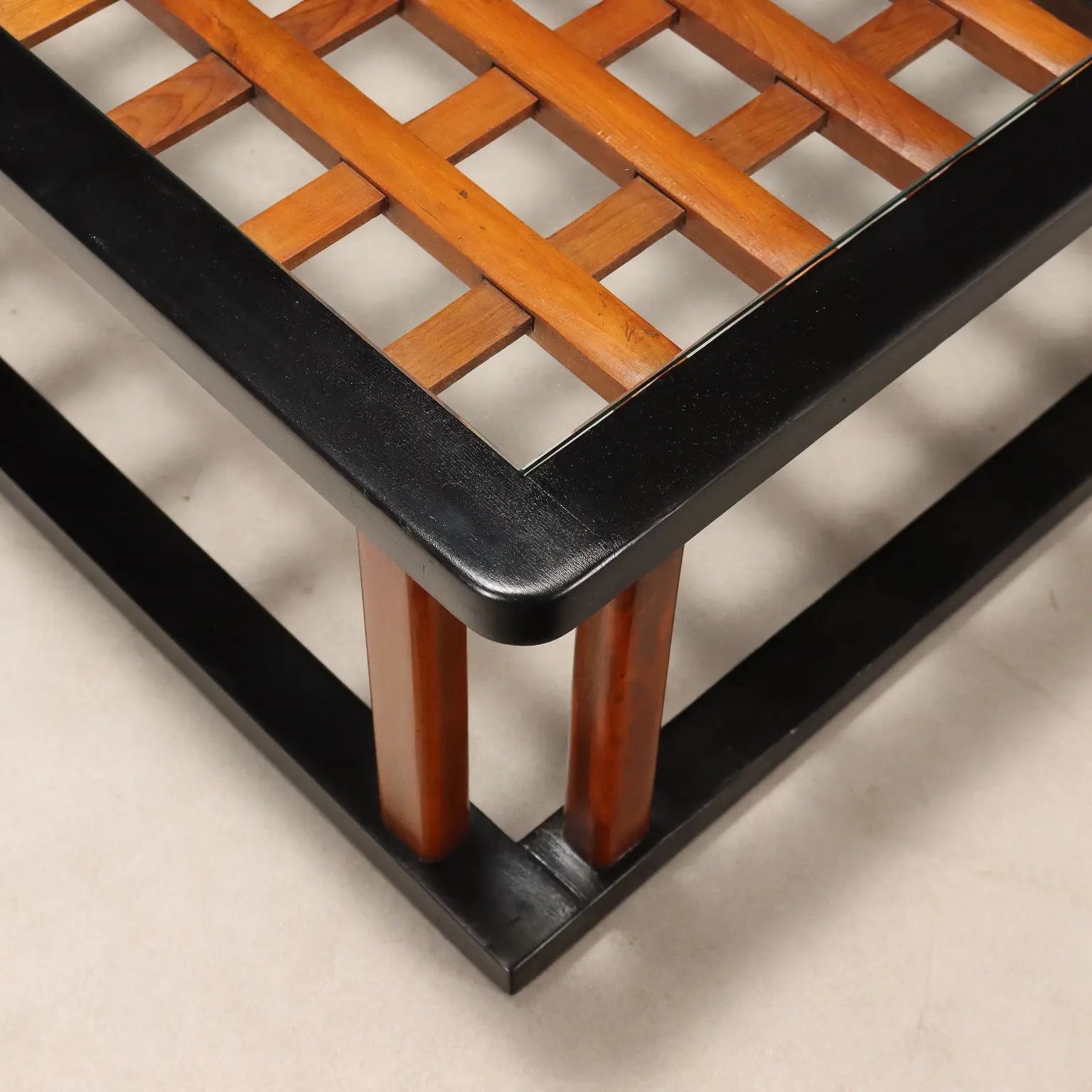 Vintage Coffee Table Painted Wood Glass Design 1940s-50s | Modernism | Tables
