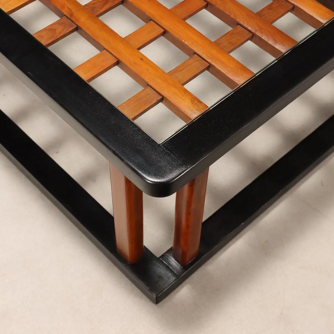 Vintage Coffee Table Painted Wood Glass Design 1940s-50s | Modernism | Tables