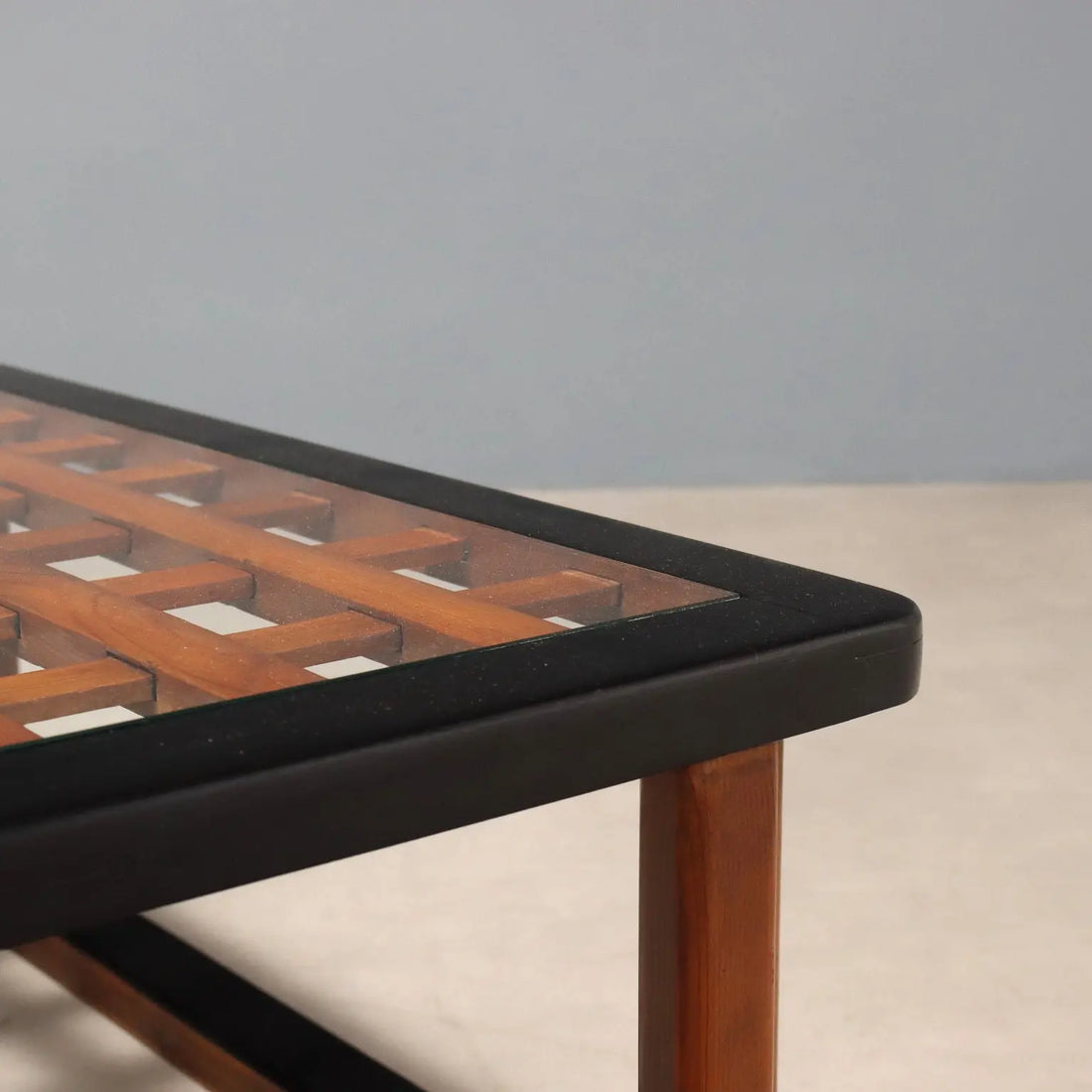 Vintage Coffee Table Painted Wood Glass Design 1940s-50s | Modernism | Tables