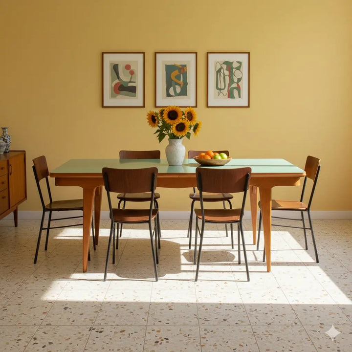 Vintage Table Painted Beech Glass Design Italy 1950s-1960s | Modernism | Tables