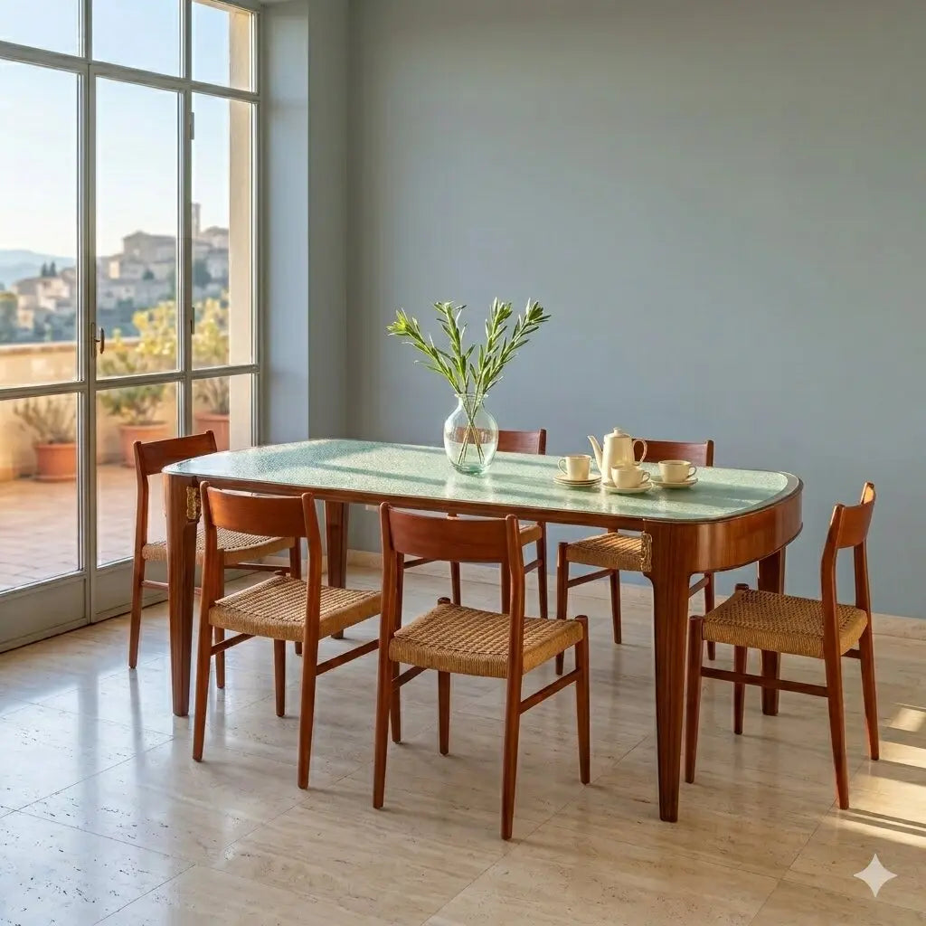 Vintage Dining Table Mahogany Veneer Design Italy 1950s | Modernism | Tables