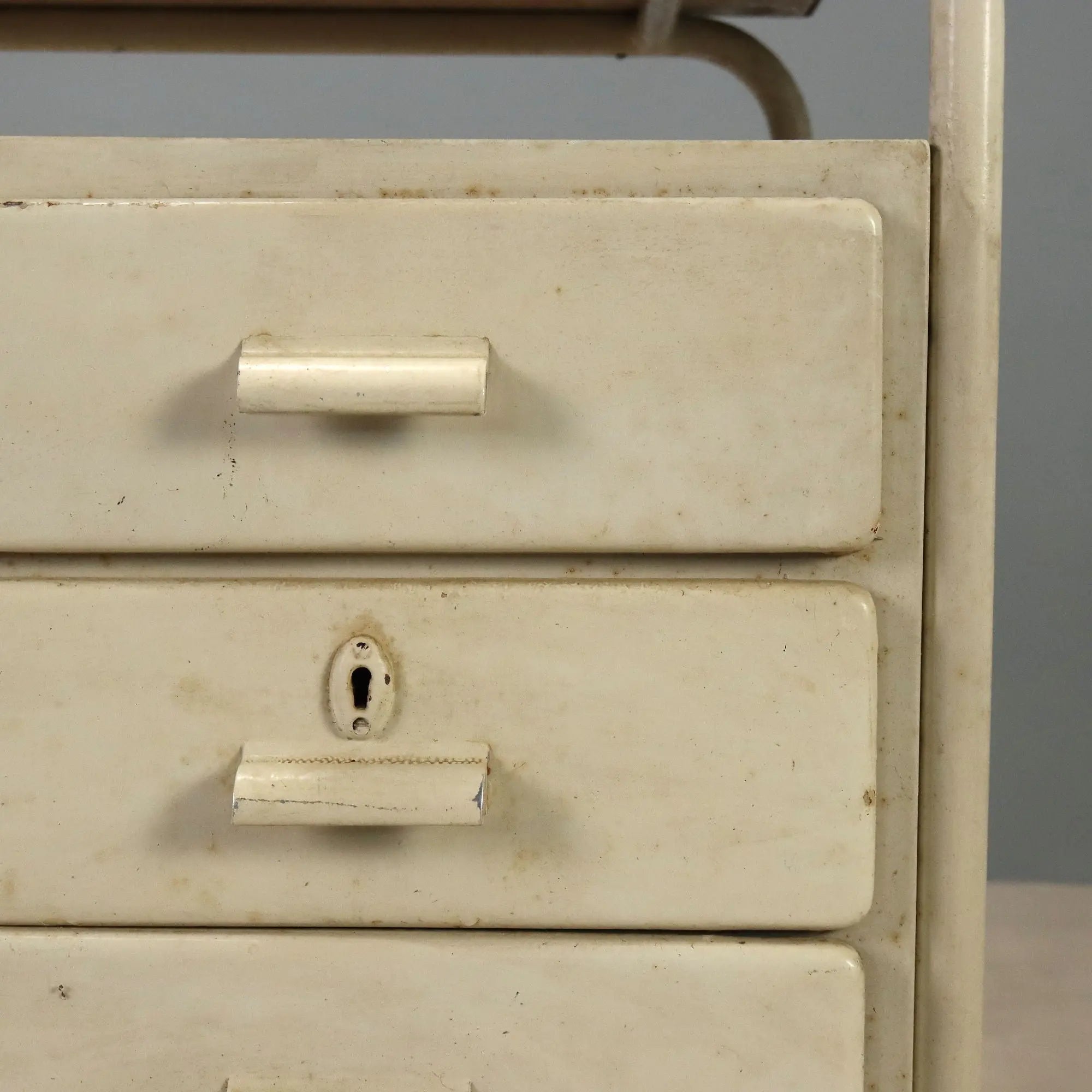 Vintage Writing Desk Enamelled Metal Laminate Design Italy 1960s