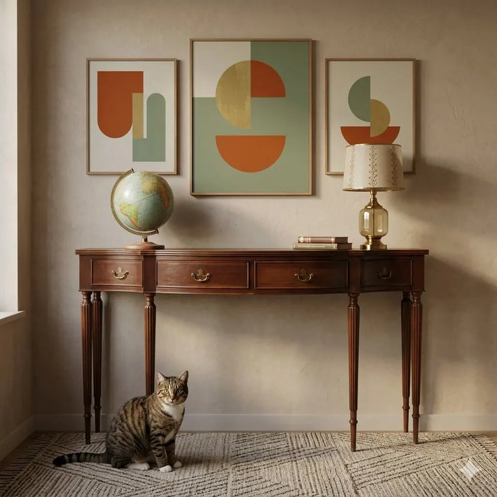 Vintage Console Table Beech Walnut Veneer Italy 1960s | Modernism | Tables