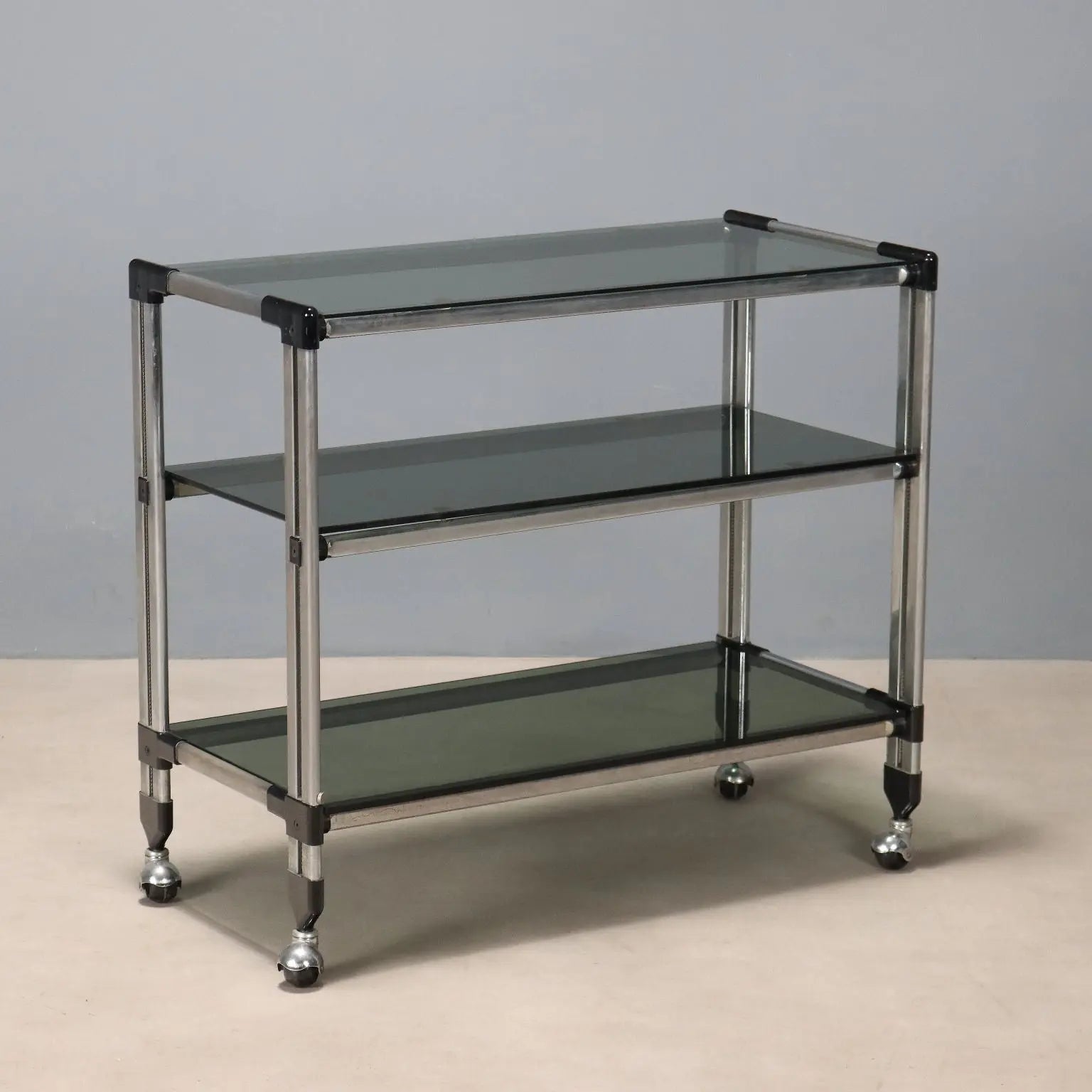 Chrome Metal Serving Cart, 1970s-1980s