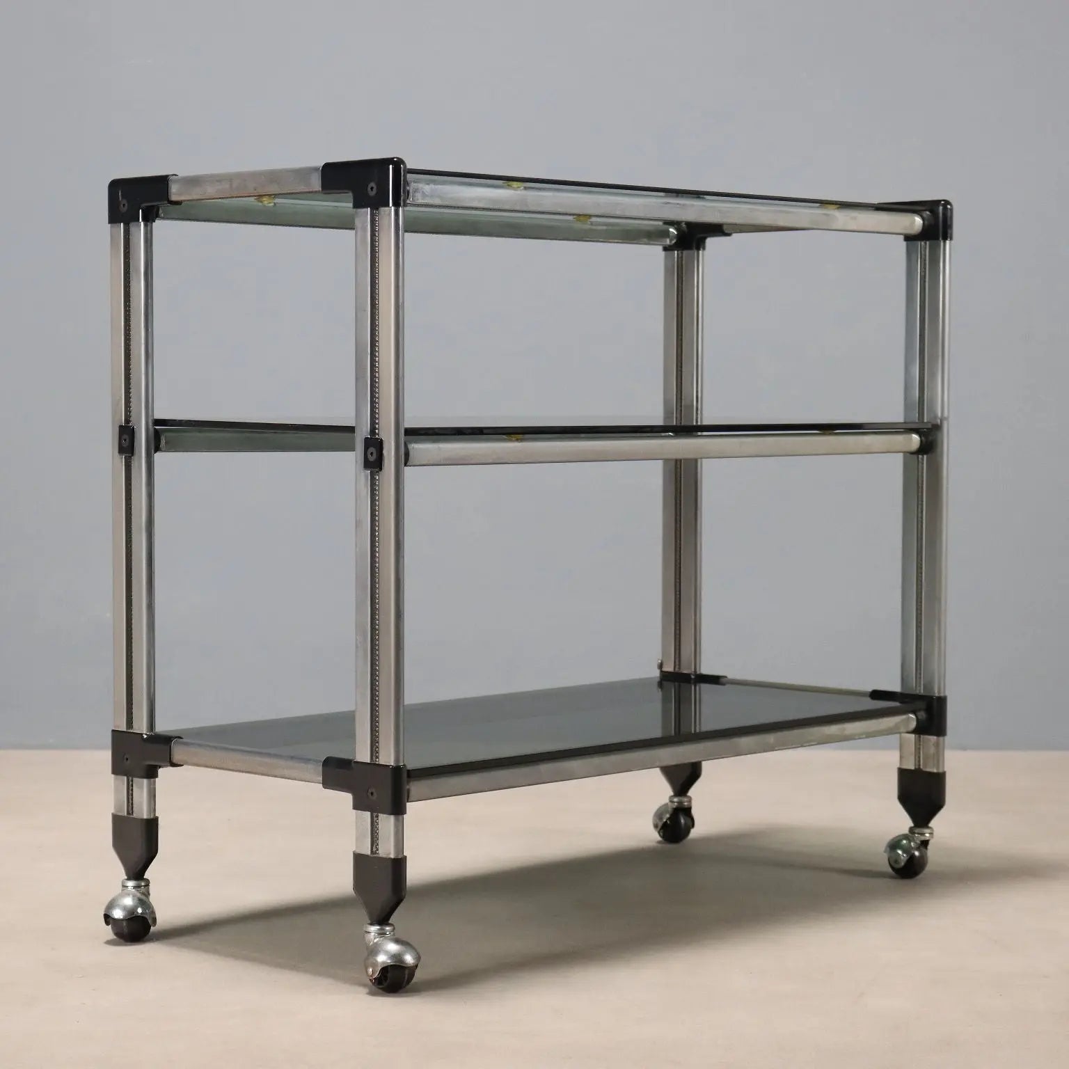 Chrome Metal Serving Cart, 1970s-1980s