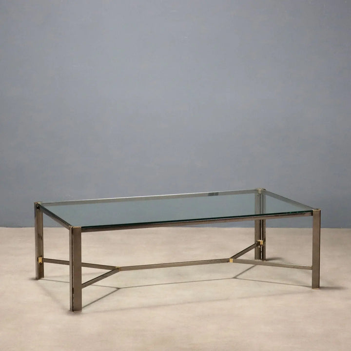 Vintage Coffee Table Metal Glass Brass Design Italy 1980s | Modernism | Tables