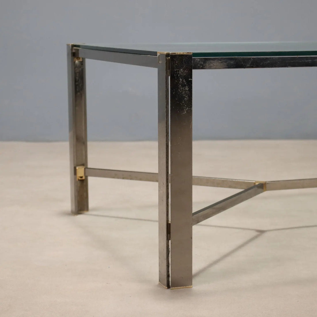 Vintage Coffee Table Metal Glass Brass Design Italy 1980s | Modernism | Tables