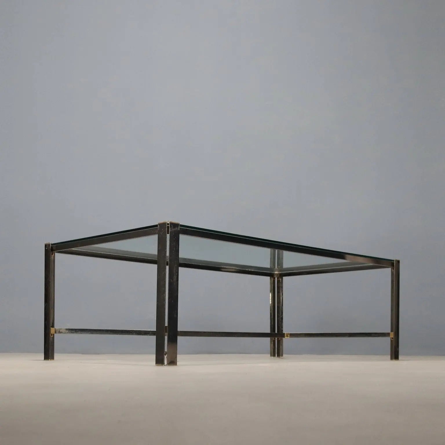 Vintage Coffee Table Metal Glass Brass Design Italy 1980s | Modernism | Tables