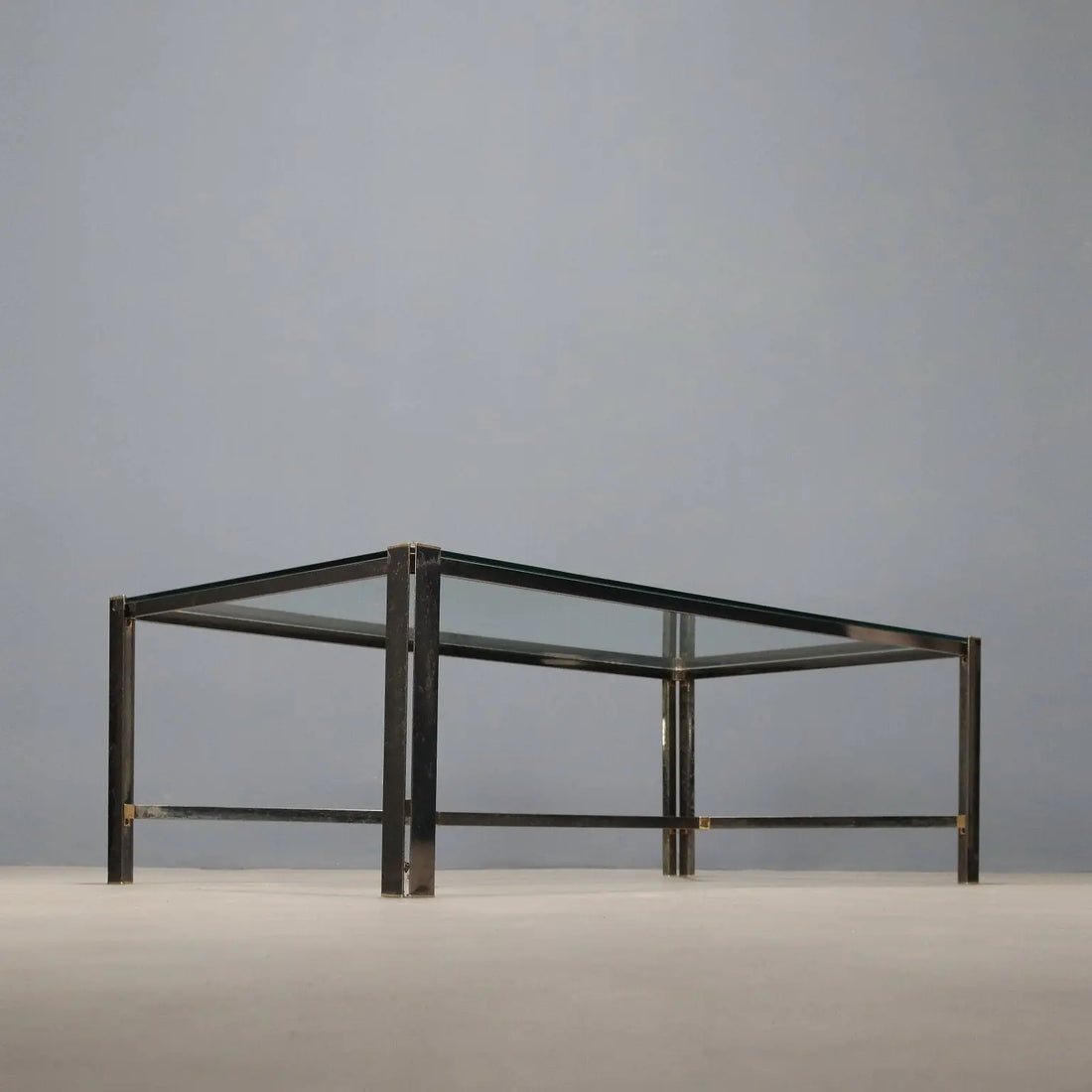 Vintage Coffee Table Metal Glass Brass Design Italy 1980s | Modernism | Tables