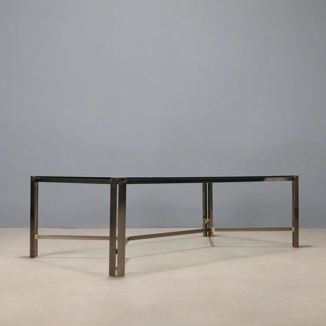 Vintage Coffee Table Metal Glass Brass Design Italy 1980s | Modernism | Tables