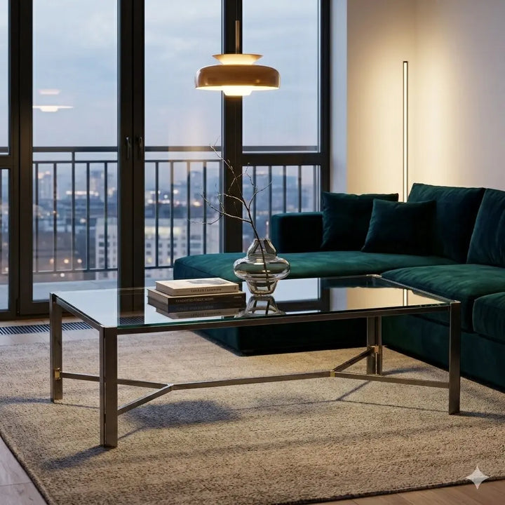 Vintage Coffee Table Metal Glass Brass Design Italy 1980s | Modernism | Tables